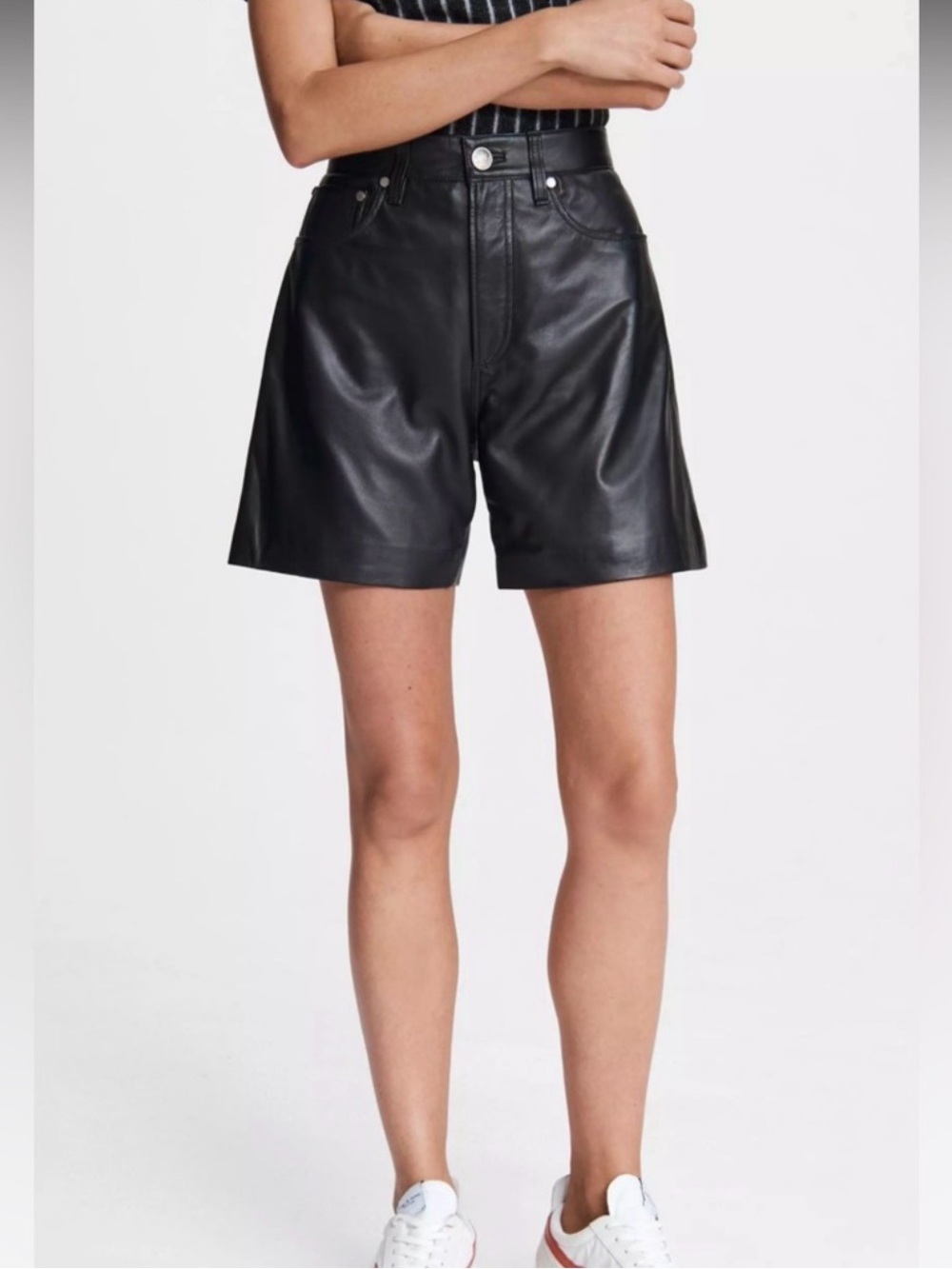 RAG & BONES Women's Black Super High-Rise Leather Shorts 23